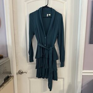 Anthropologie x Moth Ruffle Teal Sweater Dress - Size M